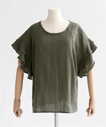 DHOLIC | ディープカラーフリルスリーブブラウス(シャツ/ブラウス)