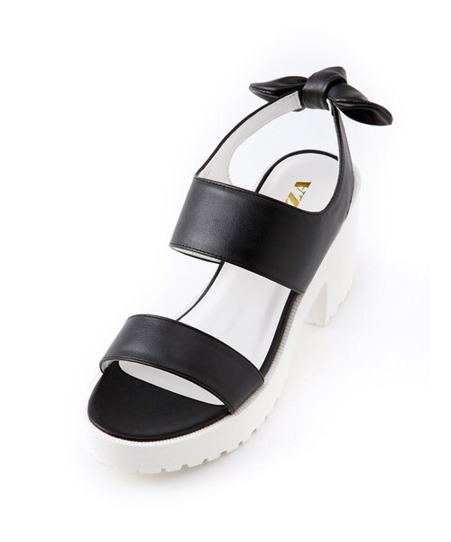 Honeys（ハニーズ）の「バックリボンサンダル（サンダル・レディース・シロ/クロ×オフ/クロ/迷彩柄・Ｆ）」の3枚目の写真