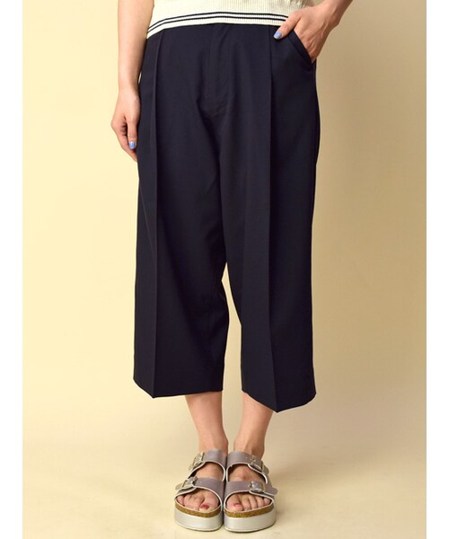 w closet(ダブルクローゼット)の「ツイル7分丈ワイドパンツ(パンツ・レディース・グレー/ネイビー・FREE)」の3枚目の写真