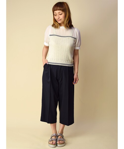 w closet(ダブルクローゼット)の「ツイル7分丈ワイドパンツ(パンツ・レディース・グレー/ネイビー・FREE)」の10枚目の写真