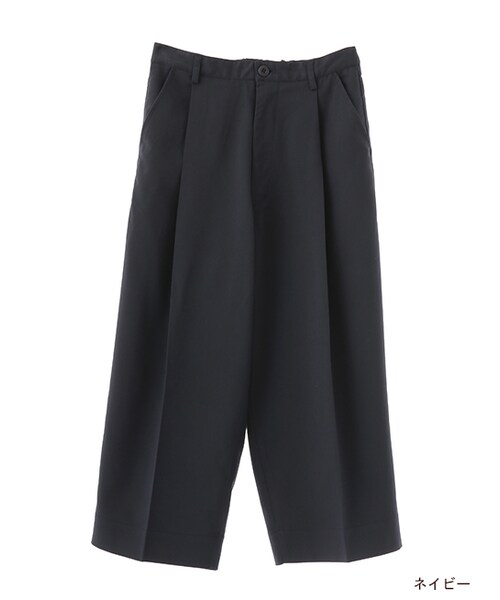 w closet(ダブルクローゼット)の「ツイル7分丈ワイドパンツ(パンツ・レディース・グレー/ネイビー・FREE)」の2枚目の写真