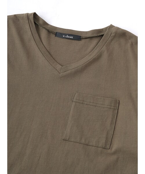 w closet(ダブルクローゼット)の「ポケット付きVネックTシャツ(トップス・レディース・オフホワイト/グレー※7/カーキ/ブラック※7・FREE)」の8枚目の写真