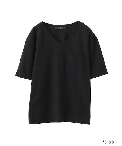 w closet(ダブルクローゼット)の「ポケット付きVネックTシャツ(トップス・レディース・オフホワイト/グレー※7/カーキ/ブラック※7・FREE)」の5枚目の写真