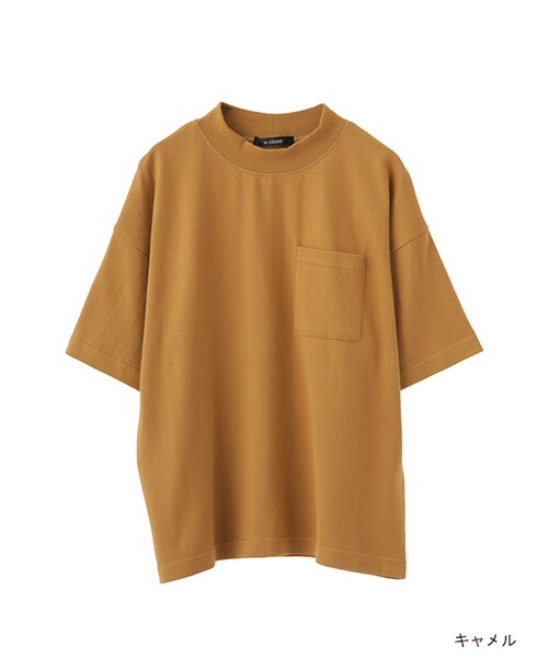 w closet(ダブルクローゼット)の「ハイネックポケ付きTシャツ(トップス・レディース・オフホワイト/グレー/キャメル/ブラック・FREE)」の4枚目の写真