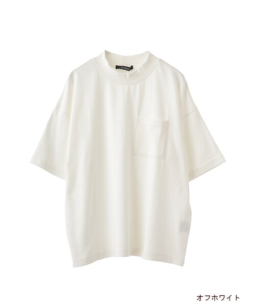 w closet(ダブルクローゼット)の「ハイネックポケ付きTシャツ(トップス・レディース・オフホワイト/グレー/キャメル/ブラック・FREE)」の1枚目の写真