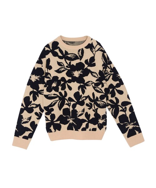 EMODA(エモダ)の「SHADOW FLOWER ニット(トップス・レディース・ホワイト/ブルー/ベージュ・F)」の2枚目の写真