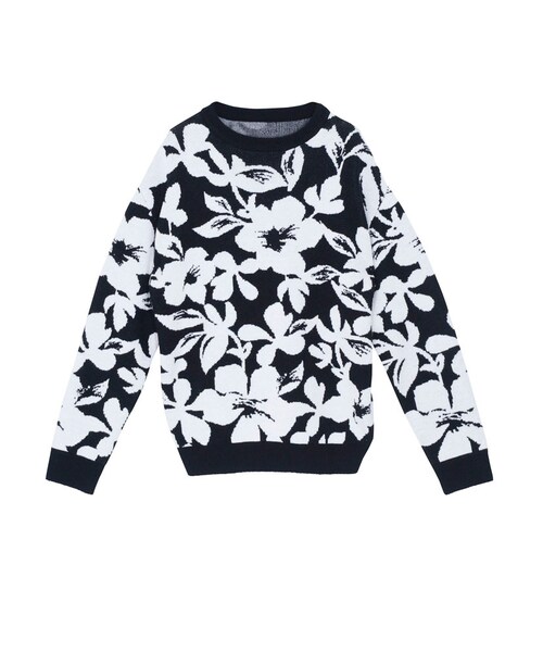 EMODA(エモダ)の「SHADOW FLOWER ニット(トップス・レディース・ホワイト/ブルー/ベージュ・F)」の1枚目の写真