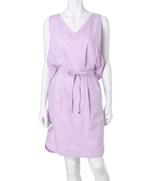 MERCURYDUO（マーキュリーデュオ）の「【LUX】 リネンレイヤードドロストワンピース（ワンピース/ドレス・レディース・オフホワイト/ブラック/ネイビー/ラベンダー・F）」の3枚目の写真