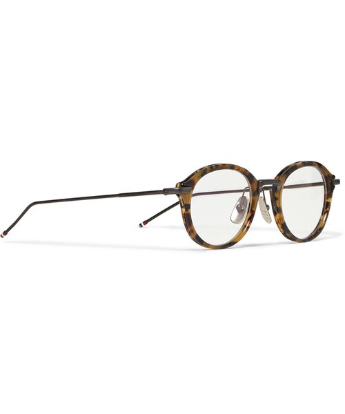 THOM BROWNE（トムブラウン）の「Thom Browne Tortoiseshell Round-Frame Optical Glasses（メガネ・メンズ・Brown・One Size）」の4枚目の写真