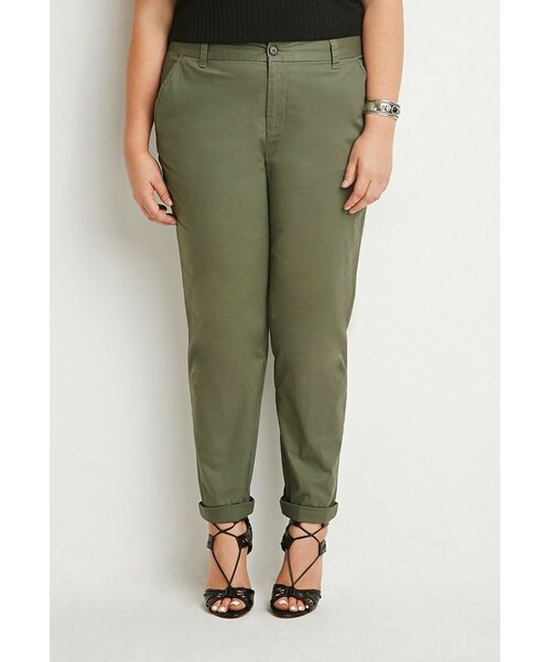 FOREVER 21（フォーエバー トゥエンティーワン）の「FOREVER 21+ Classic Chino Pants（その他パンツ・レディース・Beige/Green・X-Large/1X/2X/3X）」の3枚目の写真