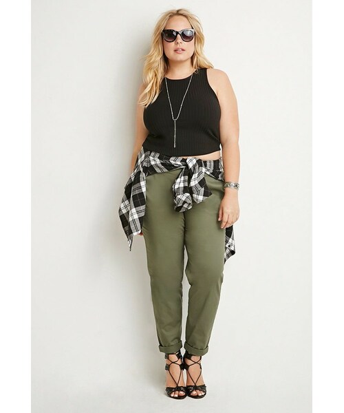 FOREVER 21（フォーエバー トゥエンティーワン）の「FOREVER 21+ Classic Chino Pants（その他パンツ・レディース・Beige/Green・X-Large/1X/2X/3X）」の5枚目の写真