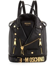 MOSCHINO | Moschino Lambskin Moto Jacket Backpack, Black/Gold(バックパック/リュック)