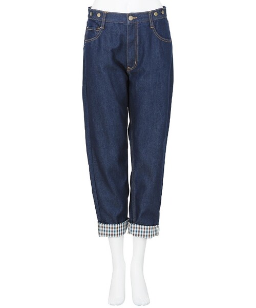 Ne-net（ネネット）の「チェックデニム / パンツ（パンツ・レディース・blue/navy・01/02）」の2枚目の写真