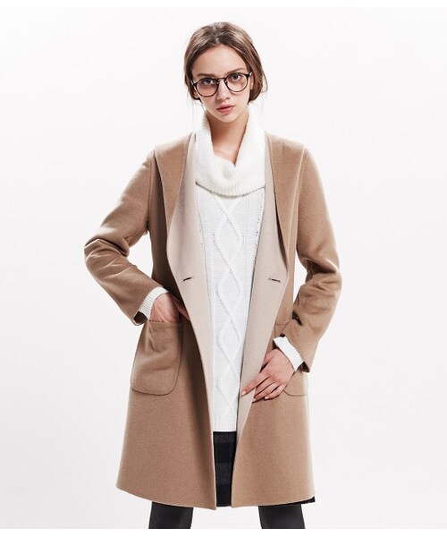 ROPE' PICNIC(ロペピクニック)の「ダブルフェイスフードガウンコート(ジャケット/アウター・レディース・グレー/キャメル・38)」の3枚目の写真