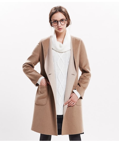 ROPE' PICNIC(ロペピクニック)の「ダブルフェイスフードガウンコート(ジャケット/アウター・レディース・グレー/キャメル・38)」の1枚目の写真