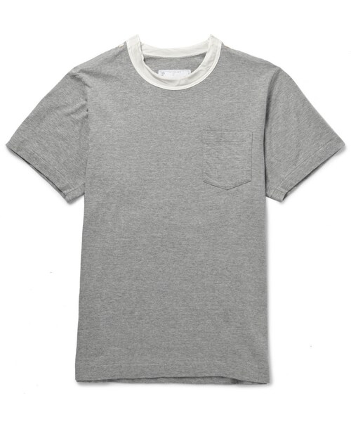 Sacai(サカイ)の「Sacai Shell-Trimmed Cotton-Jersey T-Shirt(Tシャツ/カットソー・メンズ・Black/Gray・1/2/3/4)」の2枚目の写真