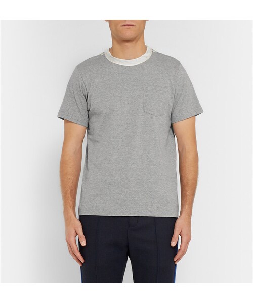 Sacai(サカイ)の「Sacai Shell-Trimmed Cotton-Jersey T-Shirt(Tシャツ/カットソー・メンズ・Black/Gray・1/2/3/4)」の12枚目の写真