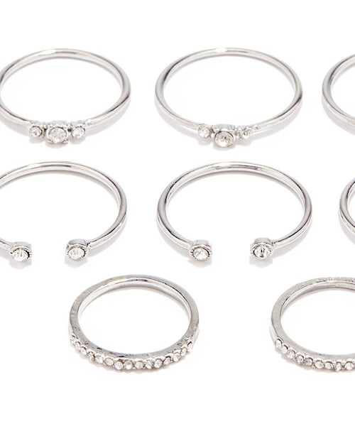 FOREVER 21（フォーエバー トゥエンティーワン）の「FOREVER 21 Rhinestone Midi Ring Set（リング・レディース・Gold/Silver・6/7/8）」の5枚目の写真