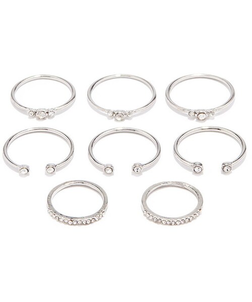 FOREVER 21（フォーエバー トゥエンティーワン）の「FOREVER 21 Rhinestone Midi Ring Set（リング・レディース・Gold/Silver・6/7/8）」の2枚目の写真