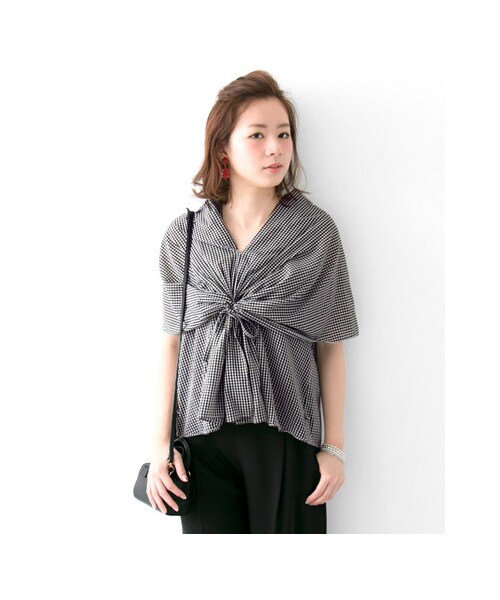 URBAN RESEARCH（アーバンリサーチ）の「Yanganny 3WAYブラウス（トップス・レディース・ブラック/カーキ/ギンガム・38）」の6枚目の写真