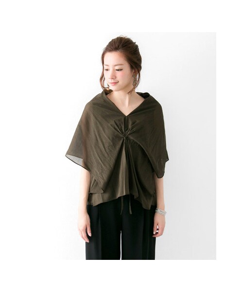 URBAN RESEARCH（アーバンリサーチ）の「Yanganny 3WAYブラウス（トップス・レディース・ブラック/カーキ/ギンガム・38）」の12枚目の写真