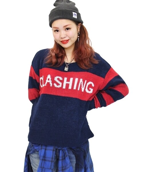 RNA（アールエヌエー）の「＜予約＞ロゴ&ボーダーモールプルオーバー（トップス・レディース・ブラック×ホワイト/ブラック×リーフグリーン/ネイビー/オレンジ・M）」の3枚目の写真