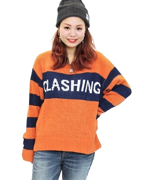 RNA（アールエヌエー）の「＜予約＞ロゴ&ボーダーモールプルオーバー（トップス・レディース・ブラック×ホワイト/ブラック×リーフグリーン/ネイビー/オレンジ・M）」の4枚目の写真