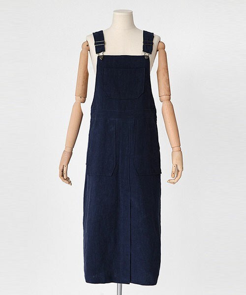 DHOLIC（ディーホリック）の「ビッグポケットロングサロペットスカート（サロペット/オーバーオール・レディース・アイボリー/ネイビー・FREE）」の2枚目の写真