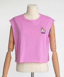 DHOLIC | コーギー刺繍ノースリーブクロップドトップス(Tシャツ/カットソー)