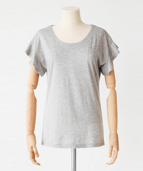 DHOLIC(ディーホリック)の「ラウンドネックフリルスリーブTシャツ(Tシャツ/カットソー・レディース・アプリコット/グレー/ホワイト/マスタード/ライトカーキ・FREE)」の3枚目の写真