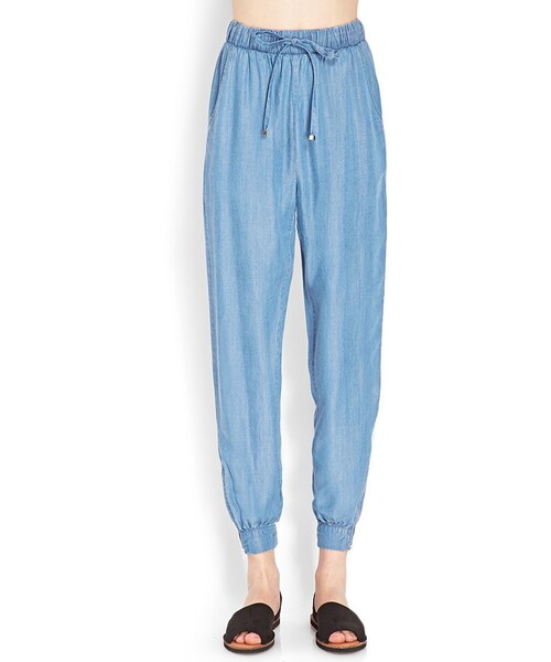 FOREVER 21（フォーエバー トゥエンティーワン）の「FOREVER 21 Zippered Chambray Joggers（その他パンツ・レディース・Blue・X-Small/Small/Medium）」の5枚目の写真