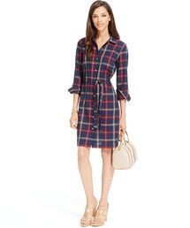 TOMMY HILFIGER | Tommy Hilfiger Belt-Tie Plaid Shirt Dress(ワンピース)