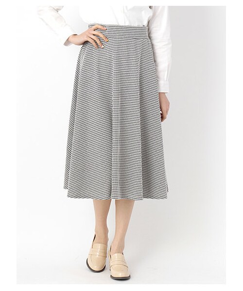 earth music&ecology（アースミュージックアンドエコロジー）の「ギンガムミモレ（スカート・レディース・ブラック・XS/L）」の7枚目の写真