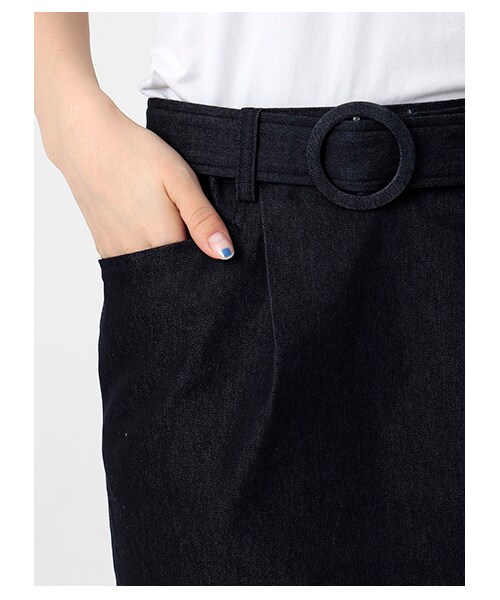 earth music&ecology（アースミュージックアンドエコロジー）の「ベルト付きデニムタイトスカート（スカート・レディース・インディゴ/ストライプ・S）」の6枚目の写真