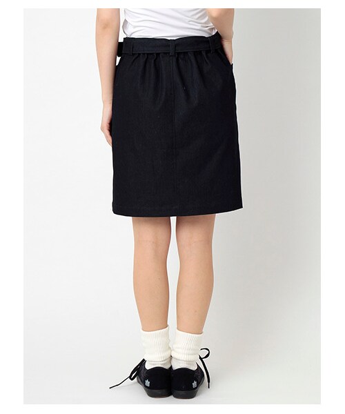 earth music&ecology（アースミュージックアンドエコロジー）の「ベルト付きデニムタイトスカート（スカート・レディース・インディゴ/ストライプ・S）」の5枚目の写真