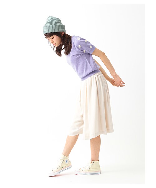 earth music&ecology（アースミュージックアンドエコロジー）の「ミディタックキュロットパンツ（パンツ・レディース・オフホワイト/ブラック/ベージュ/ブルー/ネイビー・F）」の15枚目の写真