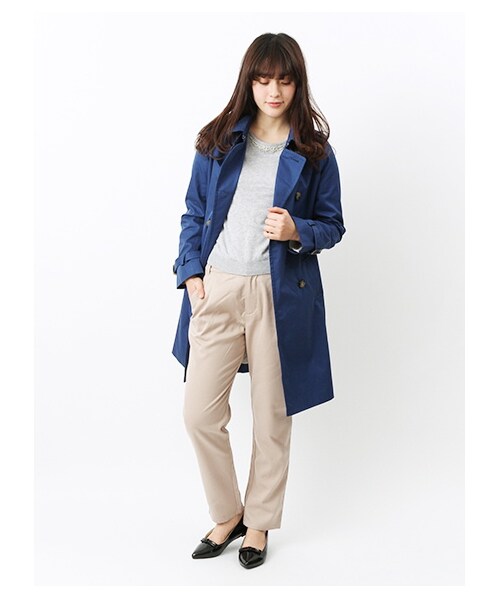 earth music&ecology(アースミュージックアンドエコロジー)の「ロングトレンチコート(ジャケット/アウター・レディース・ベージュ/イエロー/サックスブルー/ロイヤルブルー/ネイビー・S/M)」の15枚目の写真