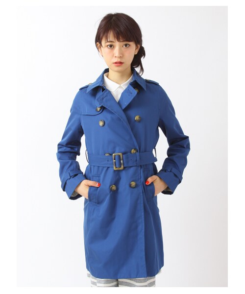 earth music&ecology(アースミュージックアンドエコロジー)の「ロングトレンチコート(ジャケット/アウター・レディース・ベージュ/イエロー/サックスブルー/ロイヤルブルー/ネイビー・S/M)」の3枚目の写真