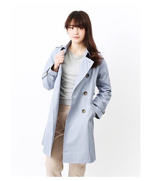 earth music&ecology(アースミュージックアンドエコロジー)の「ロングトレンチコート(ジャケット/アウター・レディース・ベージュ/イエロー/サックスブルー/ロイヤルブルー/ネイビー・S/M)」の2枚目の写真