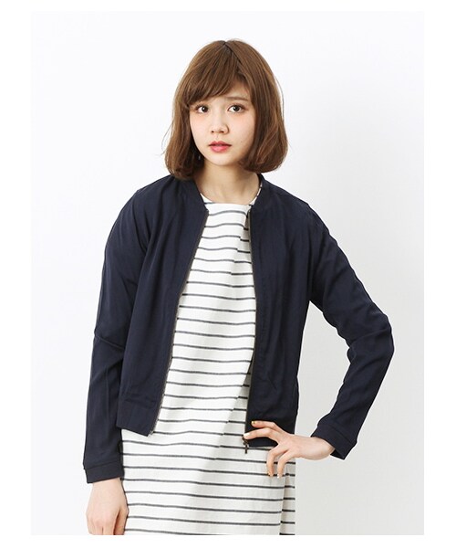 earth music&ecology（アースミュージックアンドエコロジー）の「リブブルゾン（ジャケット/アウター・レディース・アイボリー/カーキ/ネイビー・S/M）」の10枚目の写真