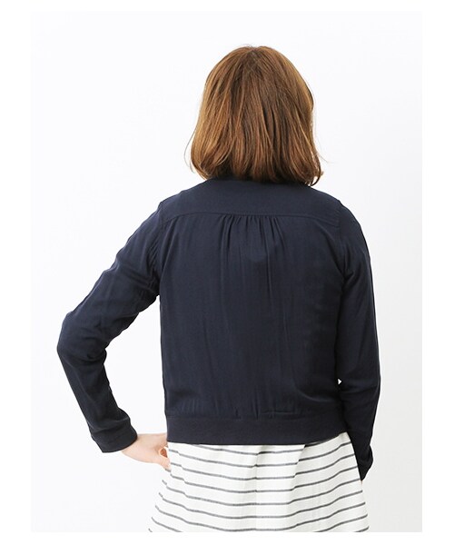 earth music&ecology（アースミュージックアンドエコロジー）の「リブブルゾン（ジャケット/アウター・レディース・アイボリー/カーキ/ネイビー・S/M）」の6枚目の写真