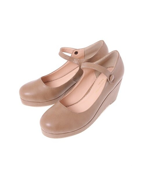 earth music&ecology（アースミュージックアンドエコロジー）の「ストラップウエッジシューズ（シューズ・レディース・ブラック/ライトピンク/ライトイエロー/キャメル/ミント・22.5cm/23cm/23.5cm/24cm/24.5cm）」の2枚目の写真