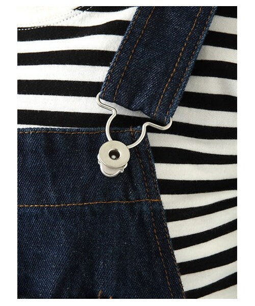 ehka sopo（エヘカソポ）の「デニムサロペット 1401390-12-13-11（オールインワン・サロペット・レディース・オフホワイト/ネイビー・M）」の9枚目の写真