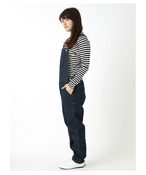 ehka sopo（エヘカソポ）の「デニムサロペット 1401390-12-13-11（オールインワン・サロペット・レディース・オフホワイト/ネイビー・M）」の4枚目の写真