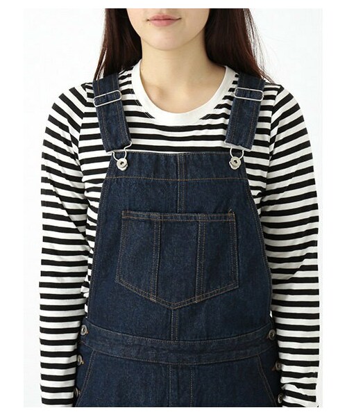 ehka sopo（エヘカソポ）の「デニムサロペット 1401390-12-13-11（オールインワン・サロペット・レディース・オフホワイト/ネイビー・M）」の6枚目の写真