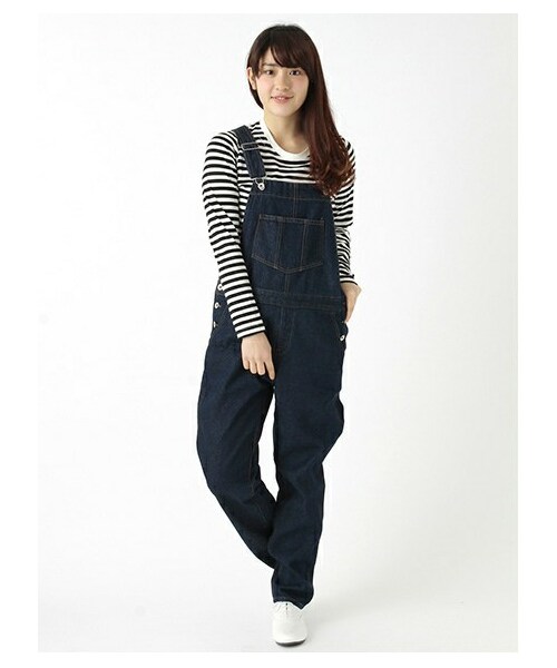 ehka sopo（エヘカソポ）の「デニムサロペット 1401390-12-13-11（オールインワン・サロペット・レディース・オフホワイト/ネイビー・M）」の3枚目の写真