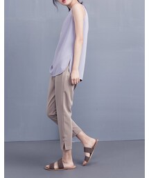 mooncat | 側開岔鈕釦裝飾長褲色(パンツ)