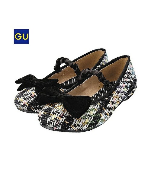 GU(ジーユー)の「(GU)GIRLSバレエシューズ(ツイード)A(KIDS ⁄ GIRLSグッズ・キッズ・BLACK・18.0cm/21.0cm/19.0cm/20.0cm)」の1枚目の写真