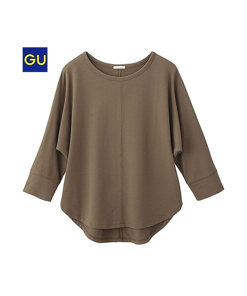 GU(ジーユー)の「(GU)ドルマンライトスウェット(7分袖)(WOMEN ⁄ スウェット・レディース・BROWN/GRAY/OFF WHITE/BLACK・XL/M/S/L)」の1枚目の写真