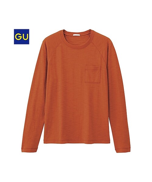 GU（ジーユー）の「（GU）スラブＴ（長袖）（MEN ⁄ カットソー・メンズ・NAVY/GRAY/DARK GREEN/ORANGE・XL/S/M/L）」の4枚目の写真